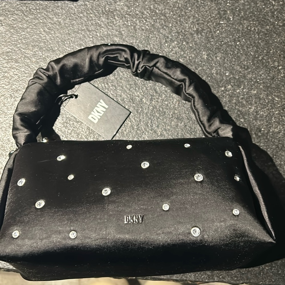 Black Satin DKNY Stasia Demi Crossbody bag